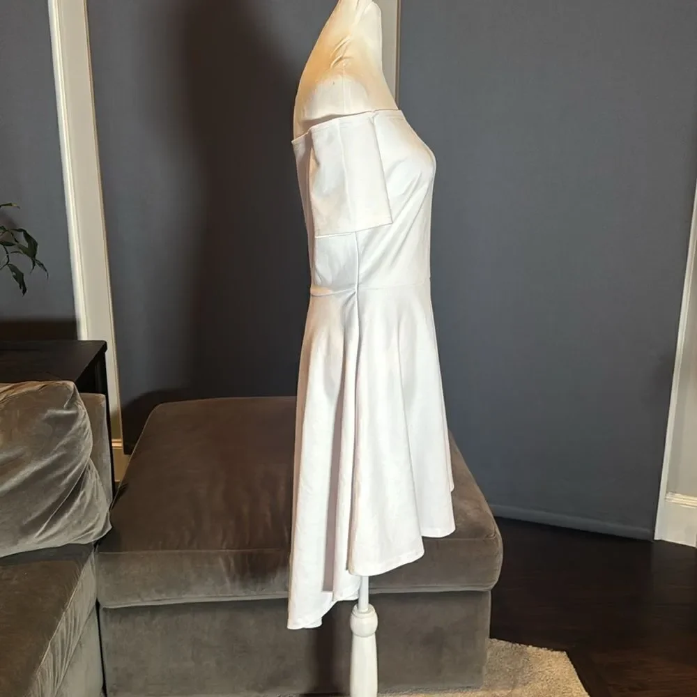 Sarin Matthew’s Women’s White Off The Shoulder High Low Dress Size M